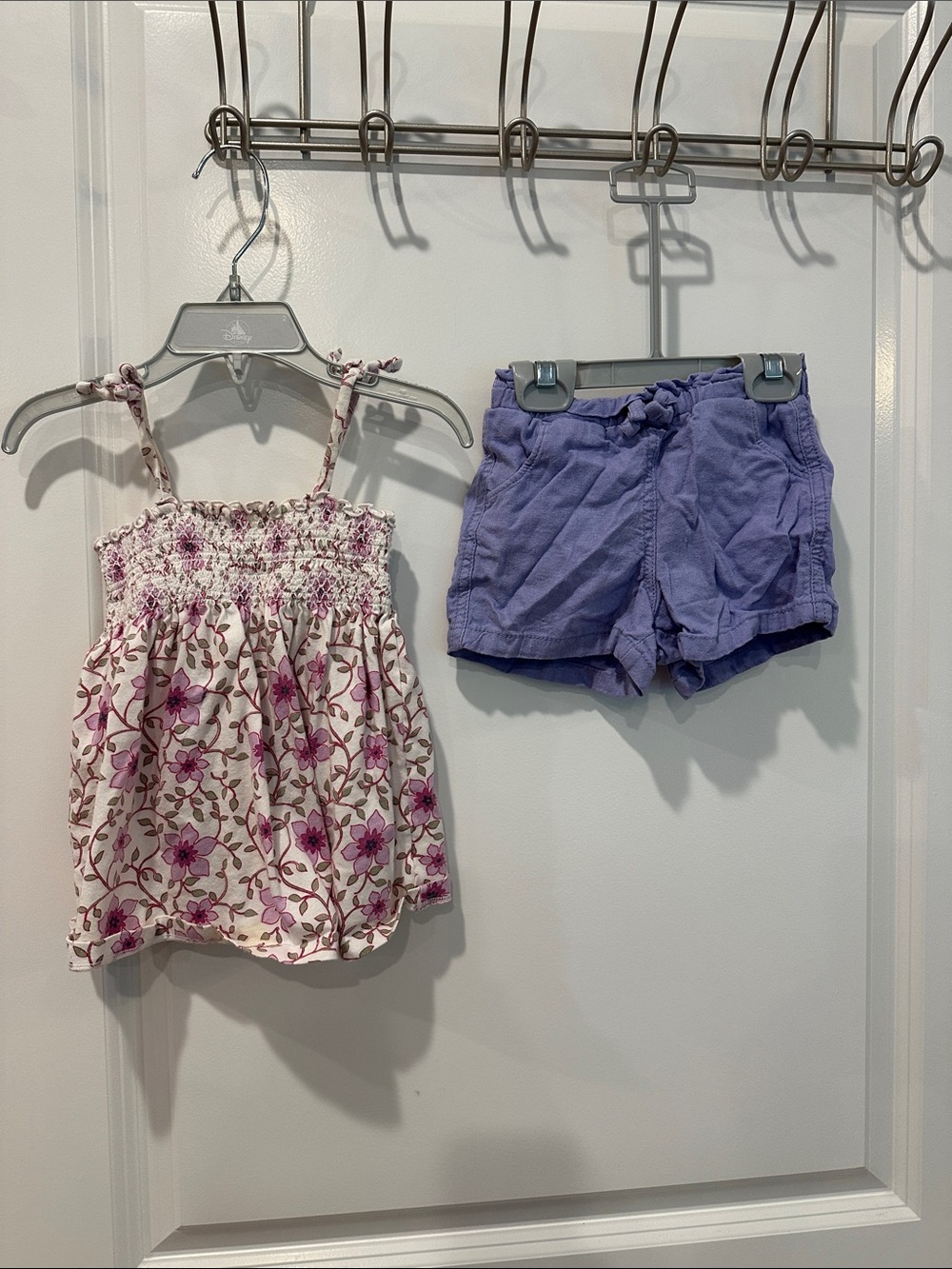 BabyGap Floral Smocked Tank Top & Old Navy Purple Shorts Set